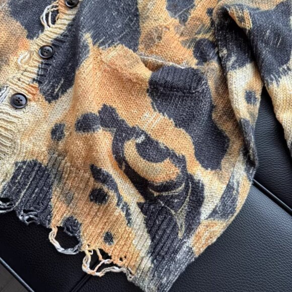 R13 Oversized Sweater Cardigan In Leopard - Picture 11 of 12